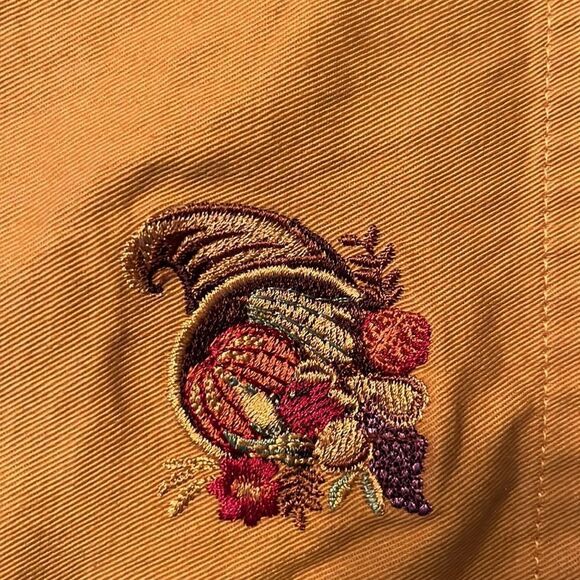 Thanksgiving Set of (3) Mustard Napkins w/ Custom Cornucopia Embroidery - Picture 5 of 11